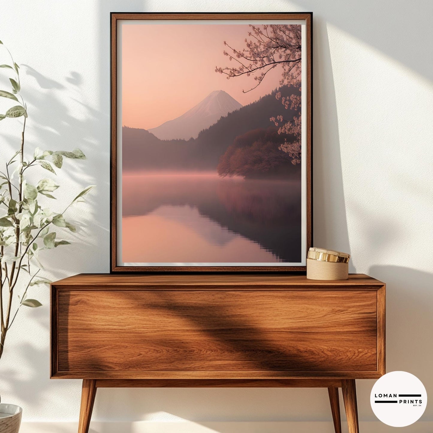 Sakura Japanese Art – Serene Mountain Print, Zen Nature Aesthetic, Tranquil Wall Decor, Soft Pastel Home Poster, Meditation Room Artwork