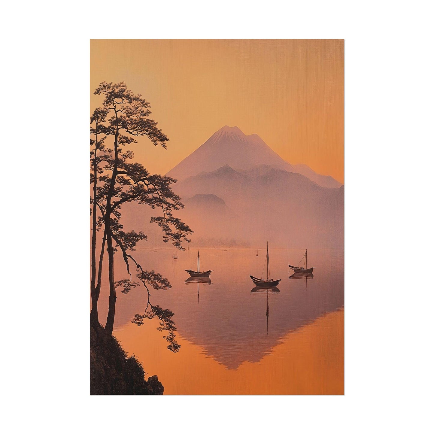 GH08_Sailing boats on Misty Lake w Mount Fuji